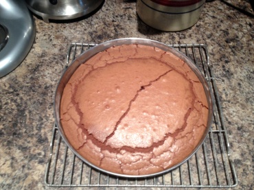 Don't be alarmed; this is really how the cake is supposed to look after you remove it from the oven.